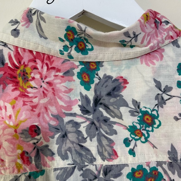 East White Pink Floral Print Shirt 3/4 Sleeve Collared Size 10 100% Cotton - Picture 8 of 10